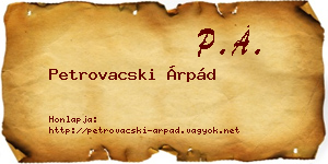 Petrovacski Árpád névjegykártya